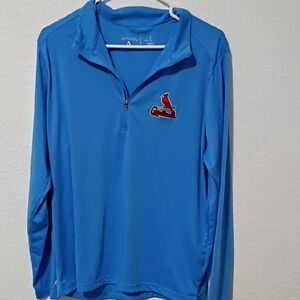 Antigua Blue Men's Polo Shirt with Red Logo